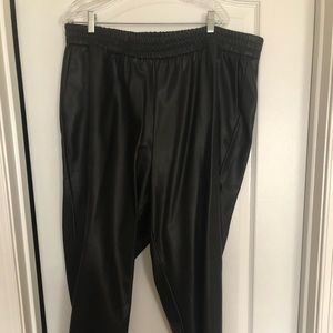 Black faux leather pants